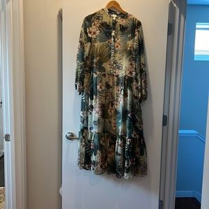 gauzy tropical floral dress